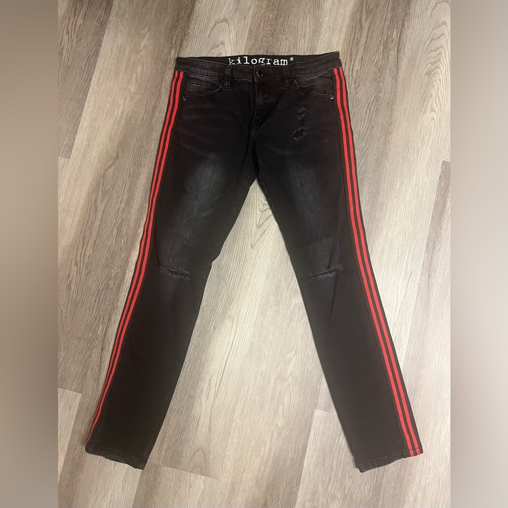 Men’s black and red jeans size 34 x 30